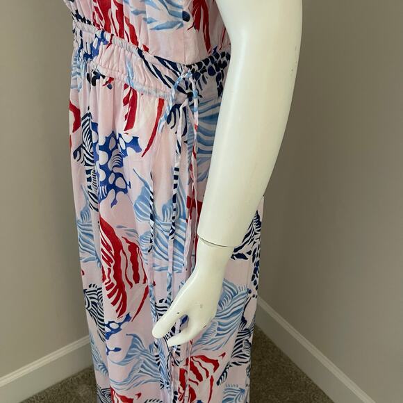 NWT Loft Fish Print Double Side Tie Maxi Dress Size XL Resort Beach Tropical - Picture 7 of 15